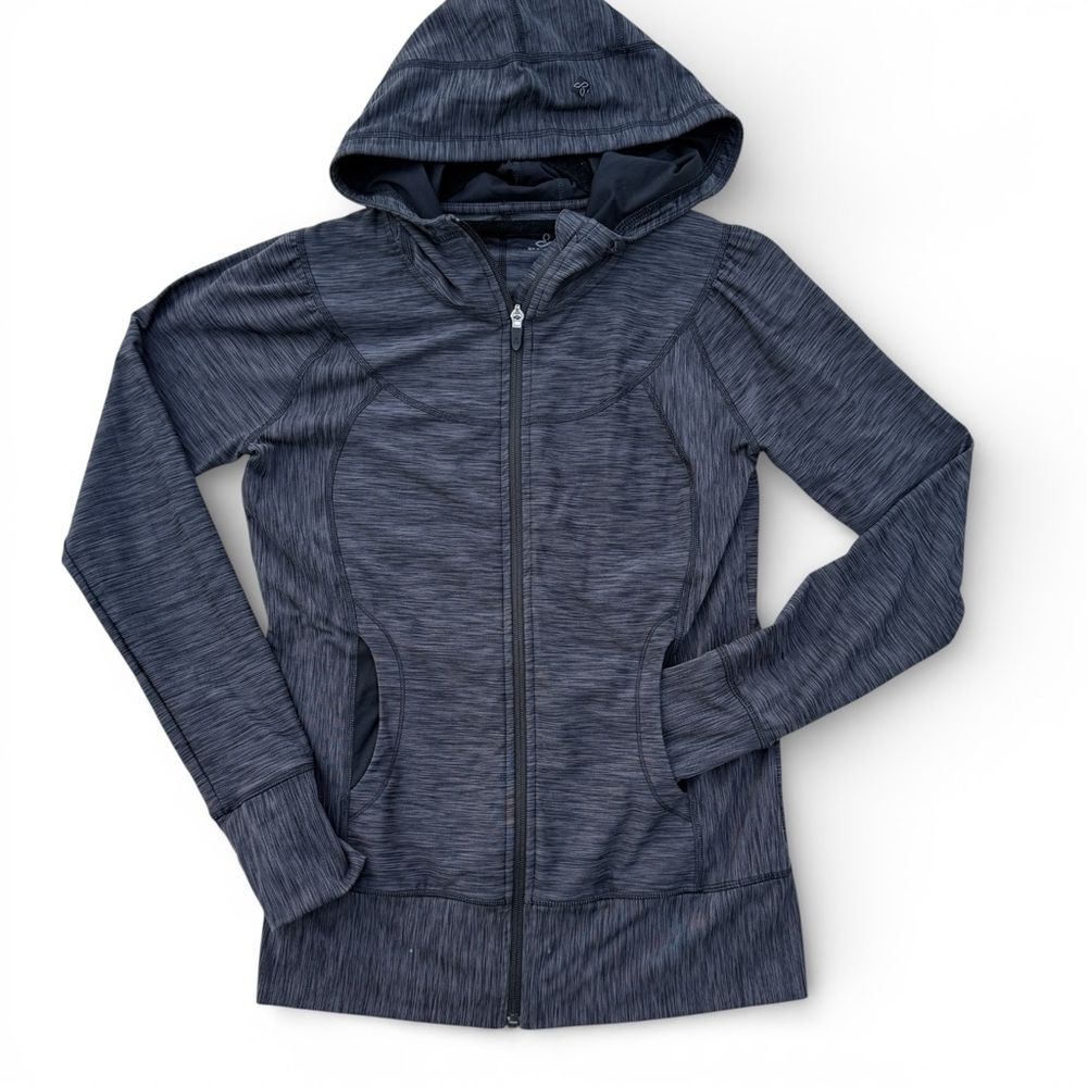 PrAna Women's Camellia Zip Up Hoodie Jacket Charcoal Small Ruched Athleisure